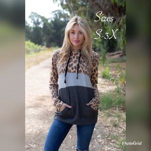 PLUS Leopard Colorblock Hoodie